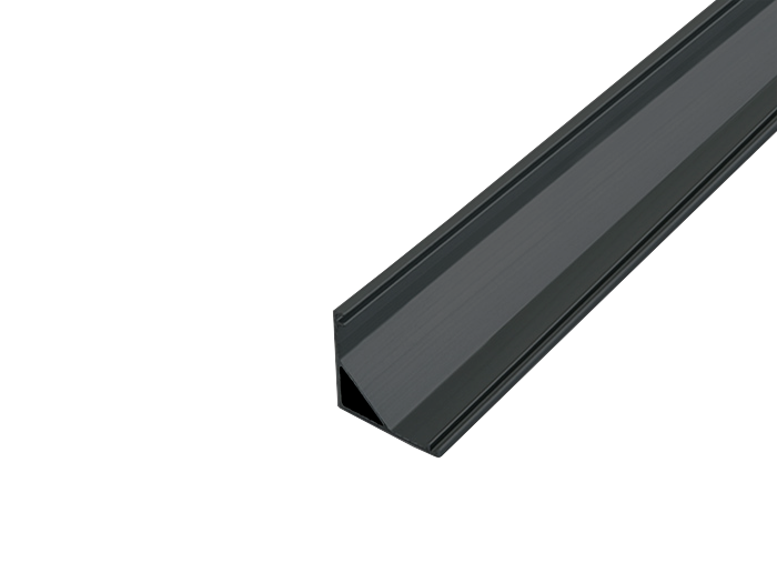 Профіль кутовий алюмінієвий для LED стрічки LPU-16 A L=2000 чорний (розсіювач білий матовий LM-R16)